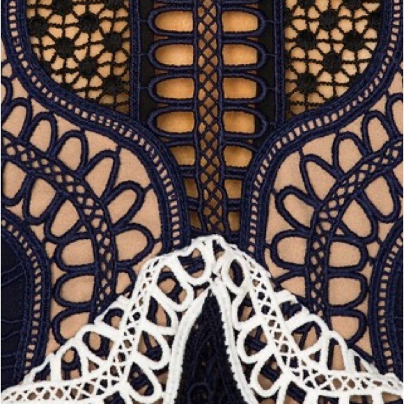 Self-Portrait Wave Guipure Mini Dress Navy US Size 4 - Picture 10 of 10